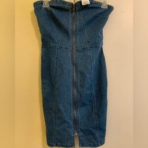 Biashe Strapless Denim Zip Front Dress Size S NWT